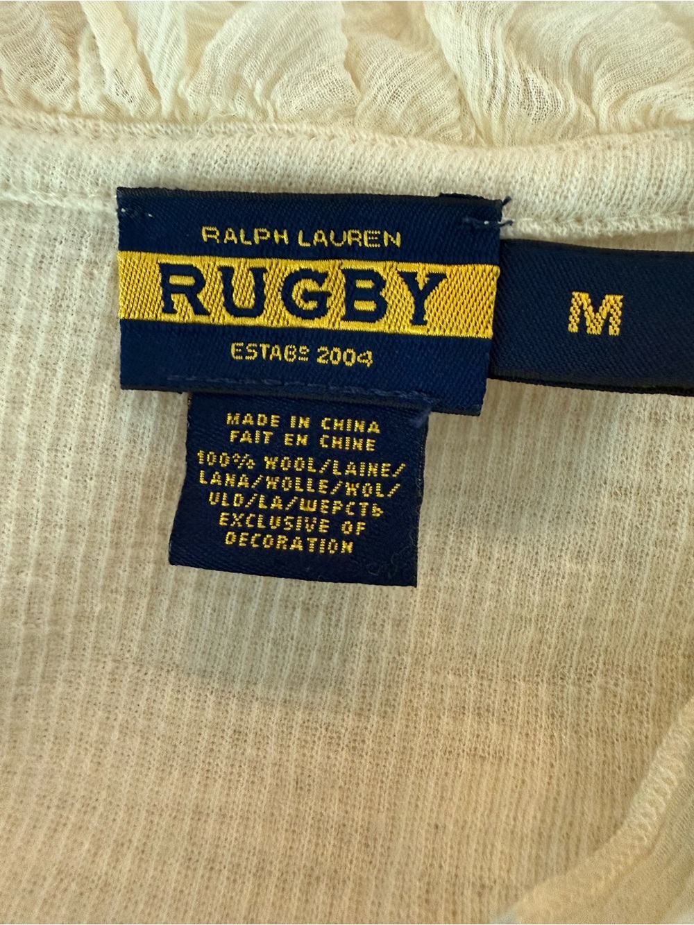 RUGBY Ralph Lauren Women’s Ruffled Wool Blouse Beige Luxury Style Size M - Picture 4 of 4